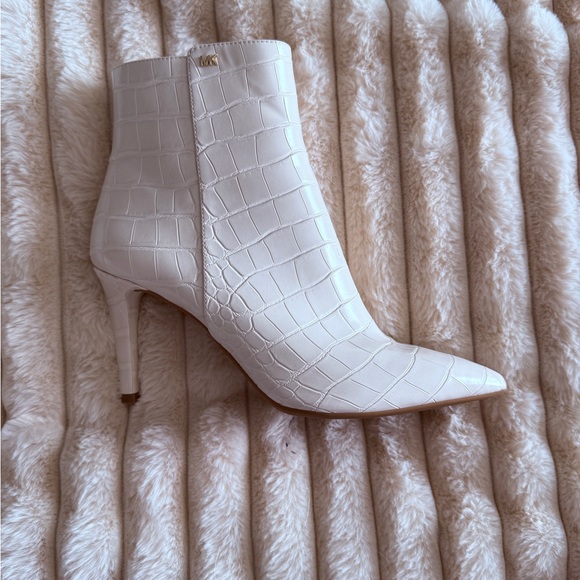 Michael Kors Cream Croc-Embossed Ankle Booties - Picture 4 of 9